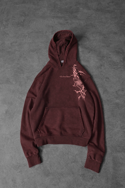 " Far From Basic " acid-washed Hoodie - Red