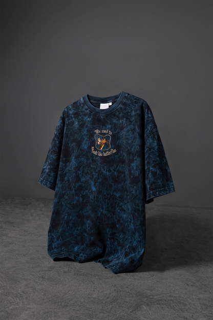 " ORBYZ Butterfly " UV-Wash Oversized Tee - Maldives Blue