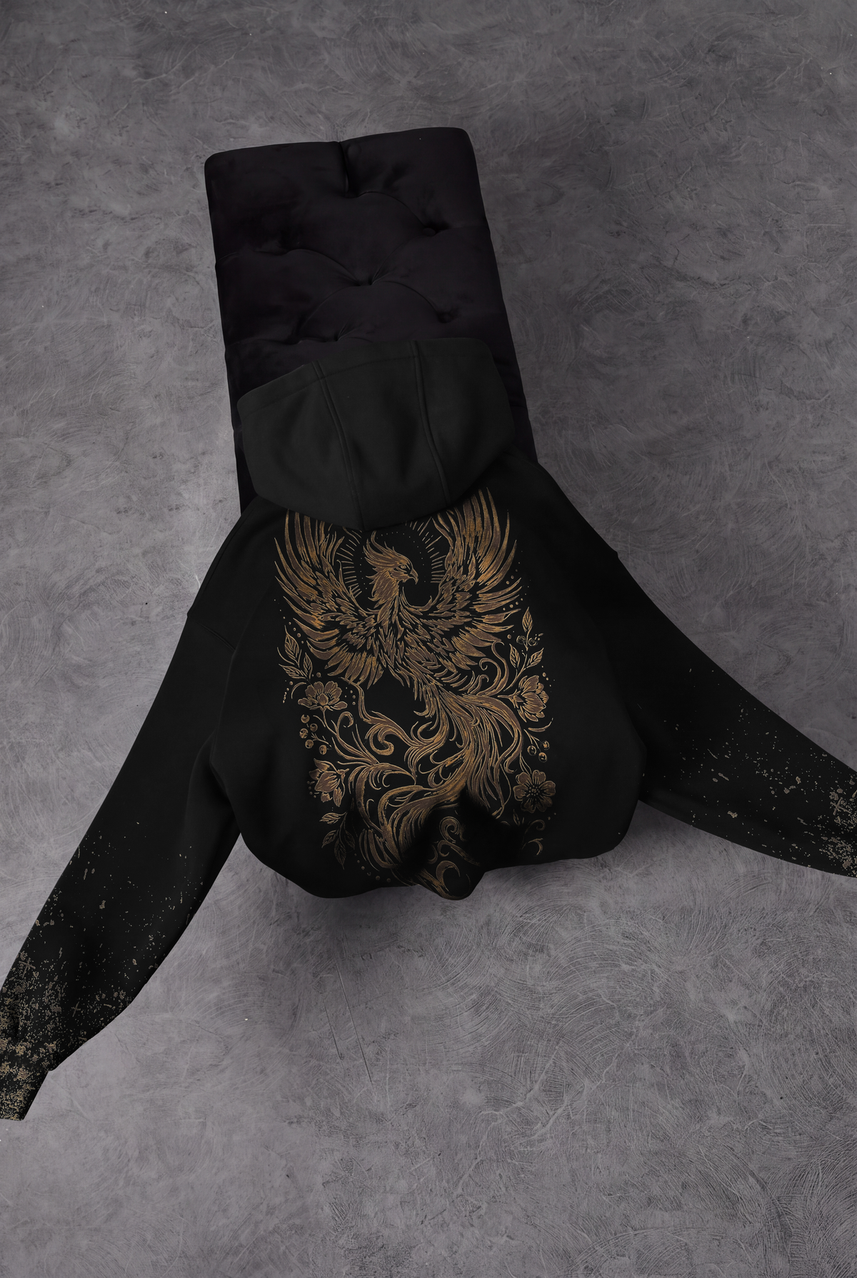 “Rising Phoenix” Acid-Printed Oversized Hoodie