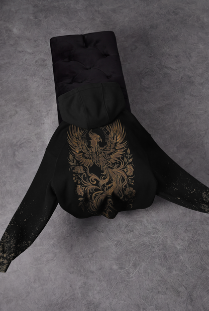 “Rising Phoenix” Acid-Printed Oversized Hoodie