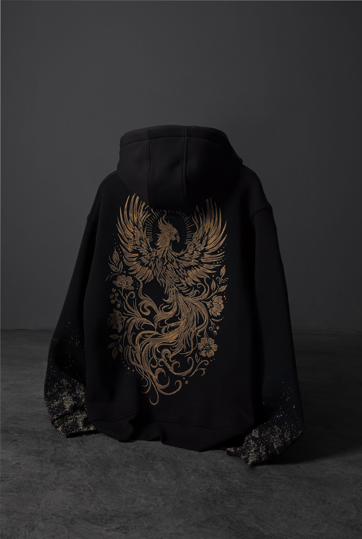 “Rising Phoenix” Acid-Printed Oversized Hoodie