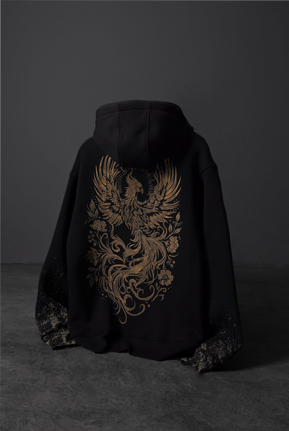 “Rising Phoenix” Acid-Printed Oversized Hoodie