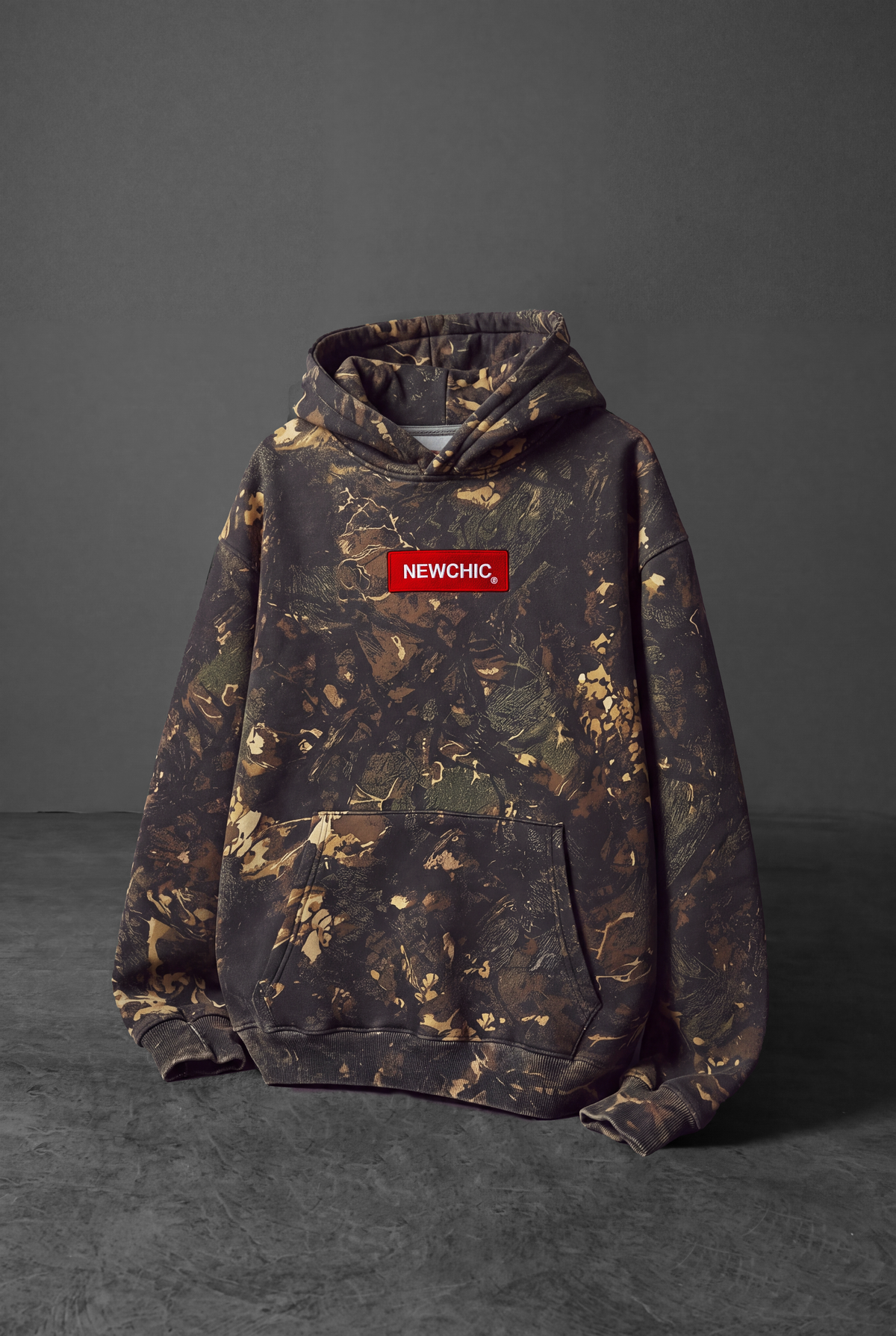 “American Forest Camo” DG-printed Oversized Hoodie - RED LOGO EDITION