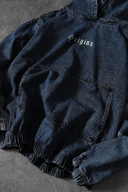 " ORIGINS " Denim Oversized Hoodie