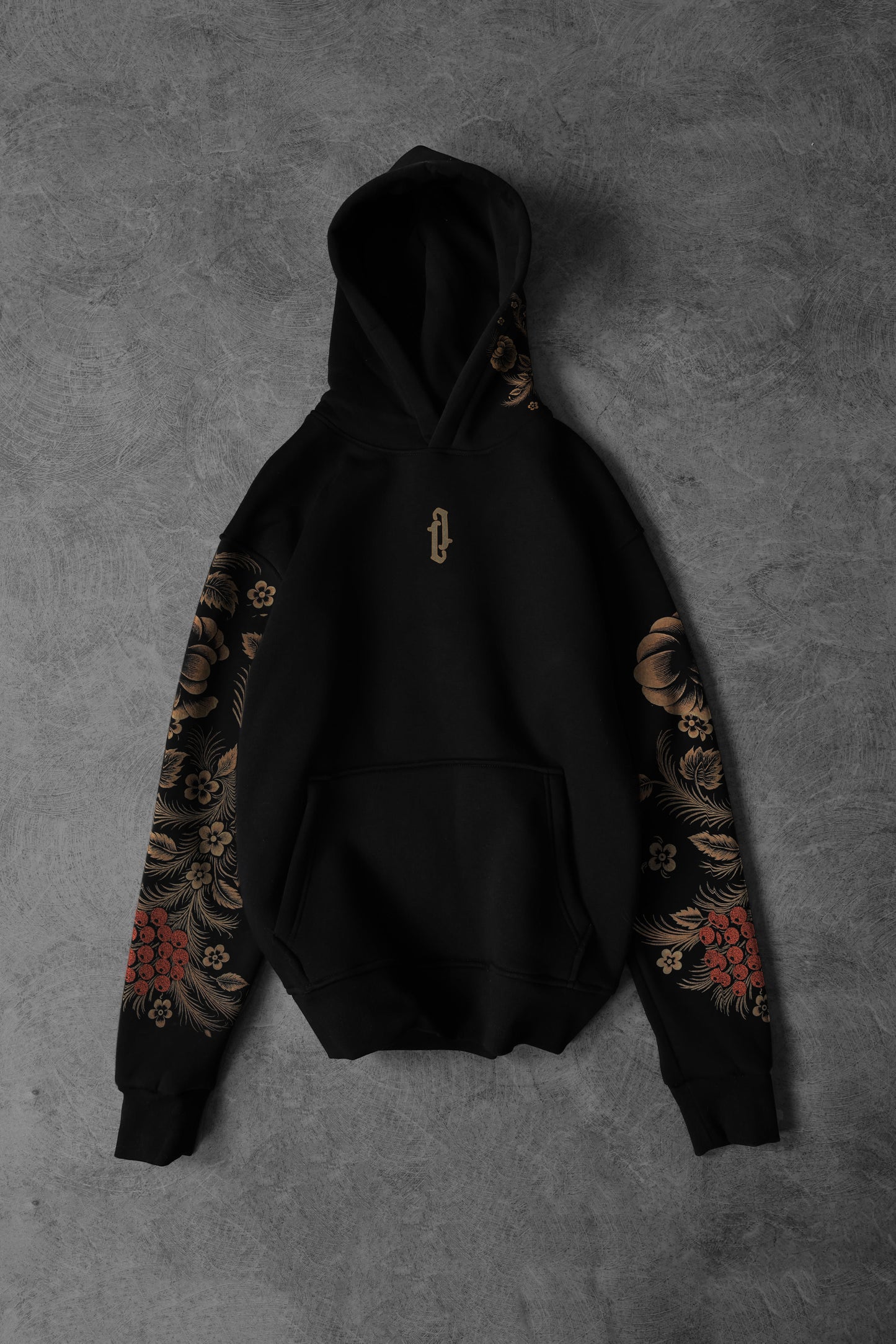 " Eternal Garden " Acid Printed Oversized Hoodie - Black